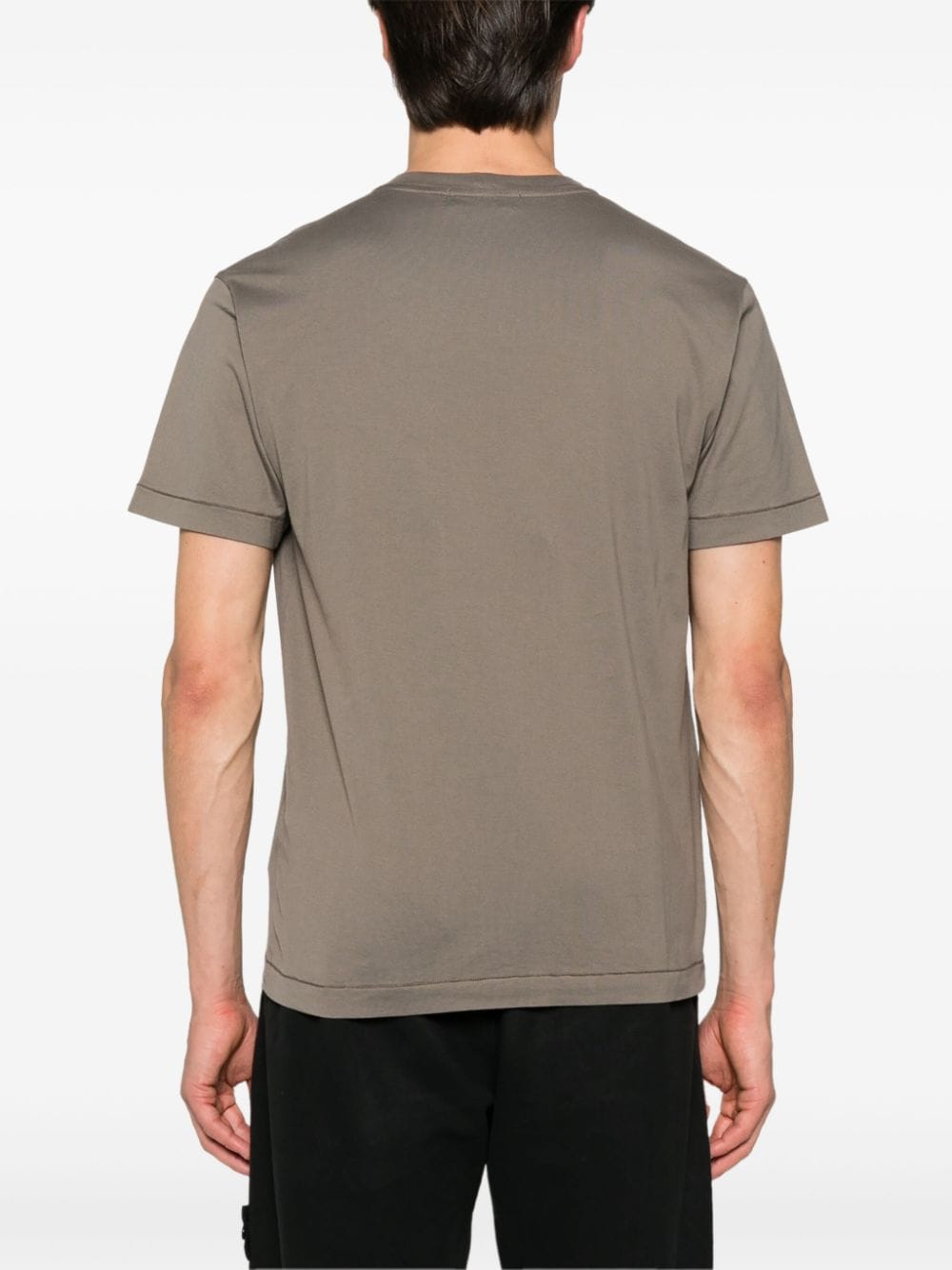 Shop Stone Island Compass-patch Cotton T-shirt In Brown