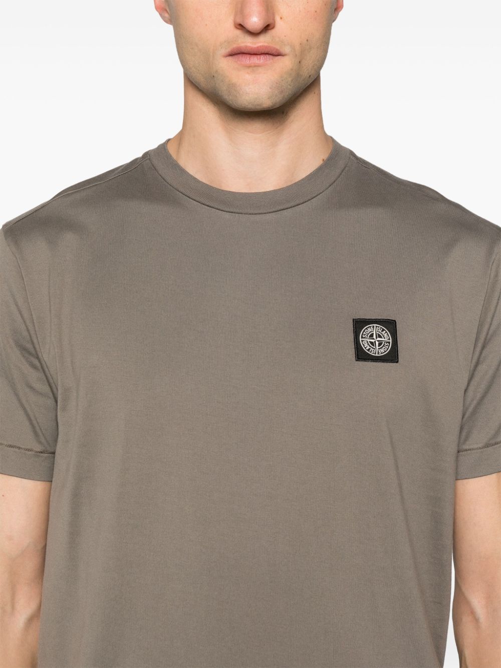 Shop Stone Island Compass-patch Cotton T-shirt In Brown