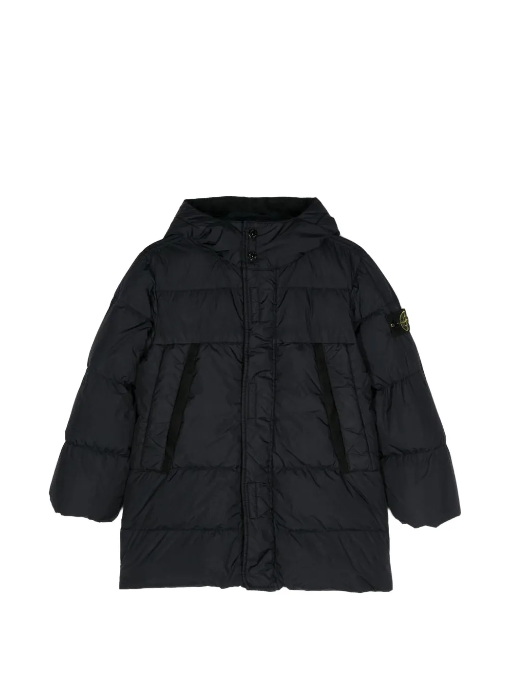 Stone Island Junior Gewatteerde jas met Compass-patch Zwart