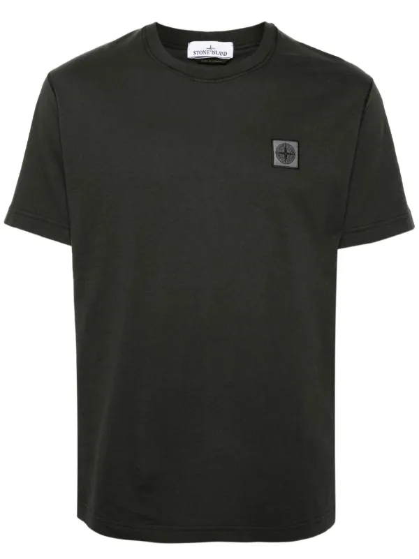 Stone Island Compass-patch Cotton T-shirt Grey FARFETCH IN