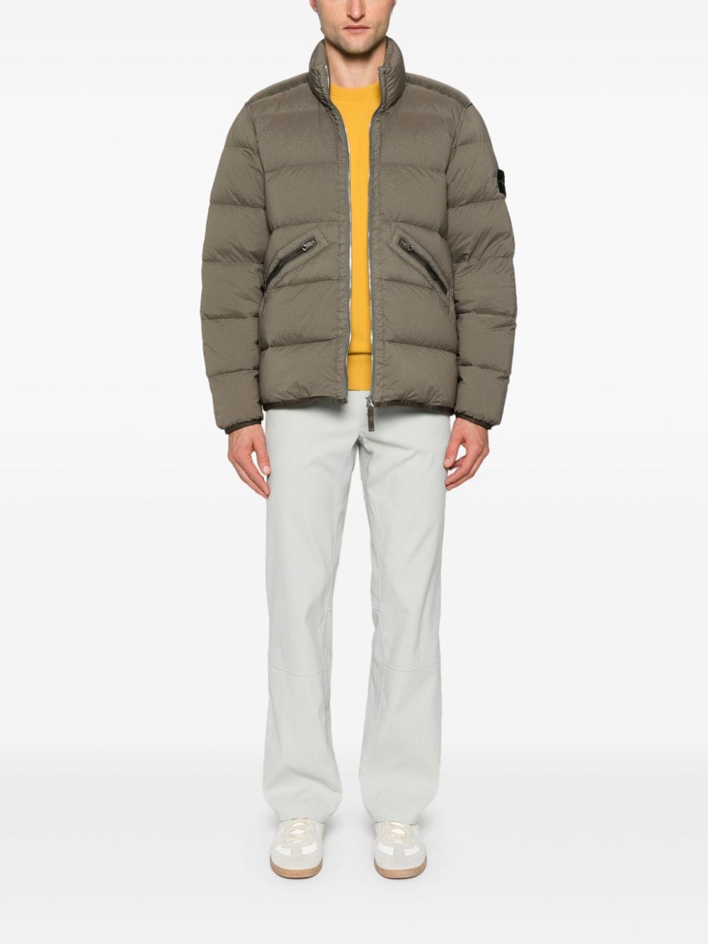 Shop Stone Island Seamless Puffer Coat In 灰色