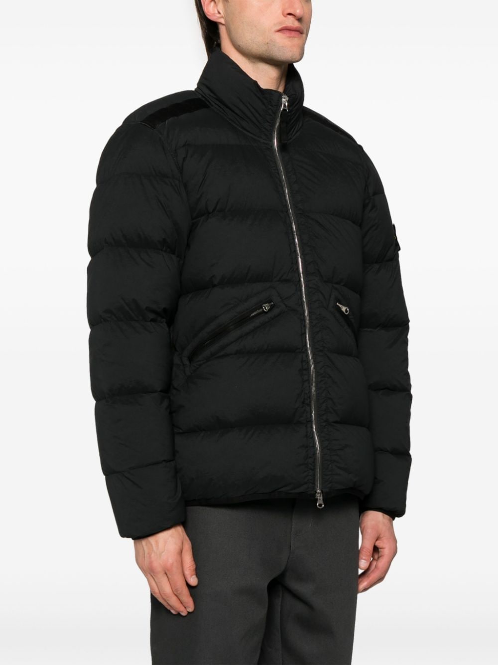 Shop Stone Island Compass-badge Quilted Puffer Jacket In Black