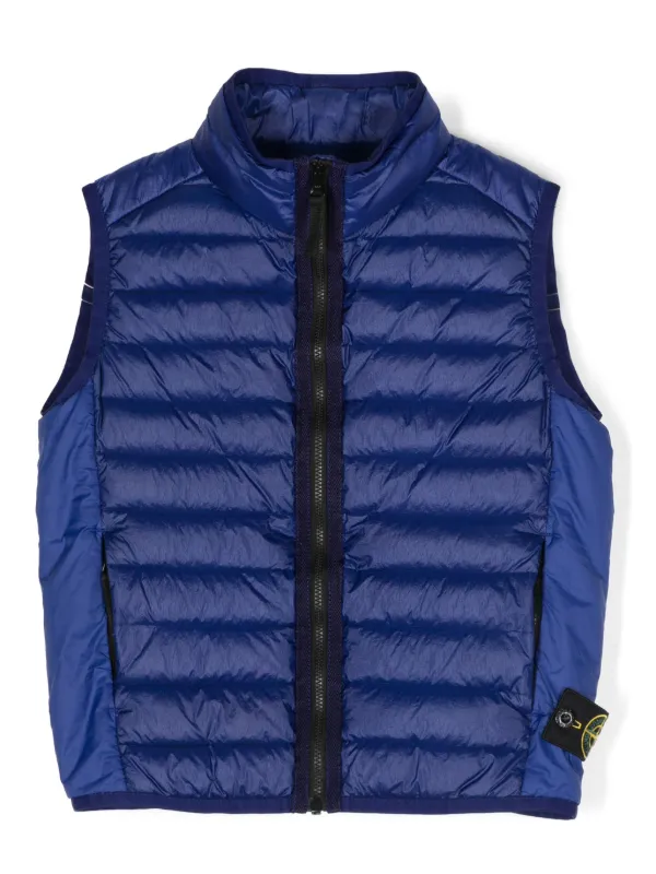 Stone Island Junior Compass badge Down Gilet Blue FARFETCH UK