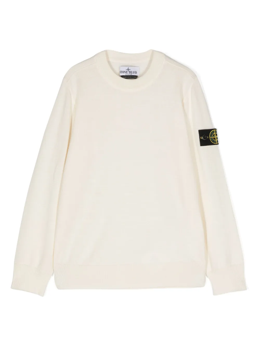Stone Island Junior Suéter de lã com patch de bússola | Neutro | Image 1
