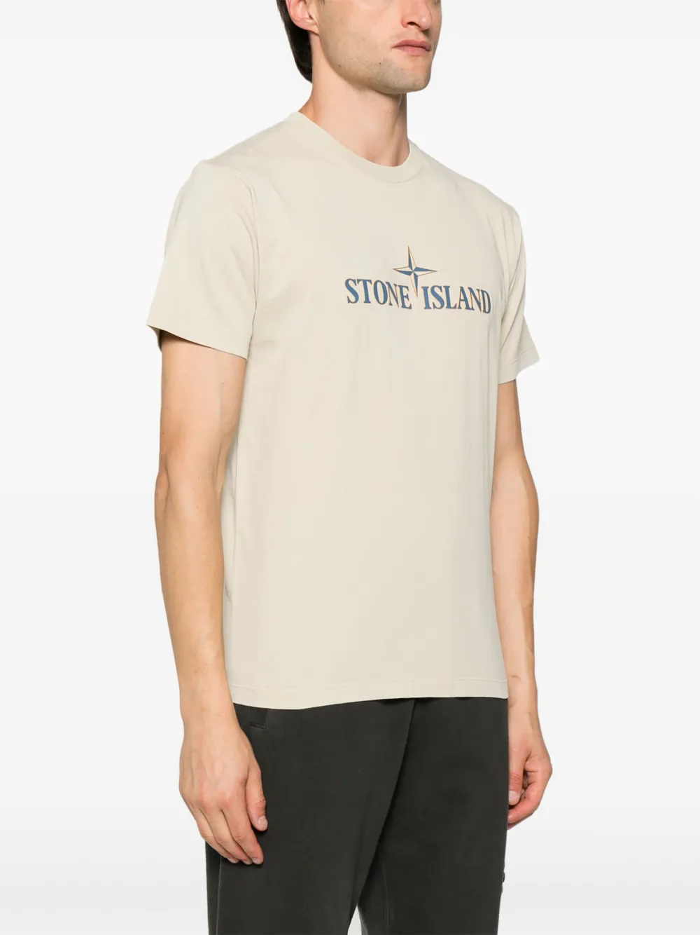 Stone Island T-shirt met logoprint Beige