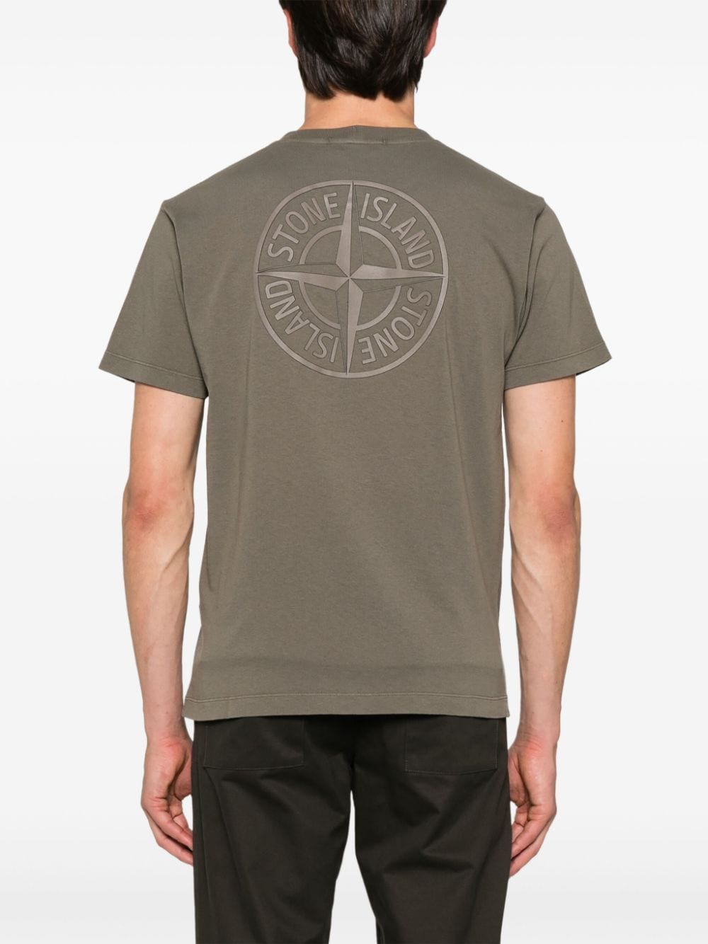 Shop Stone Island Logo-print Cotton T-shirt In Neutrals