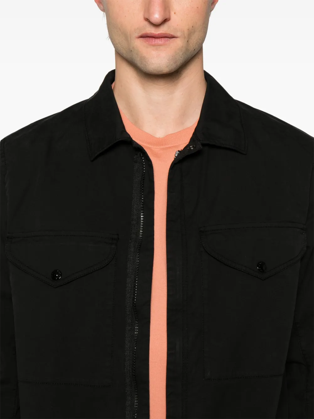 Stone Island Shirtjack met Compass-patch Zwart