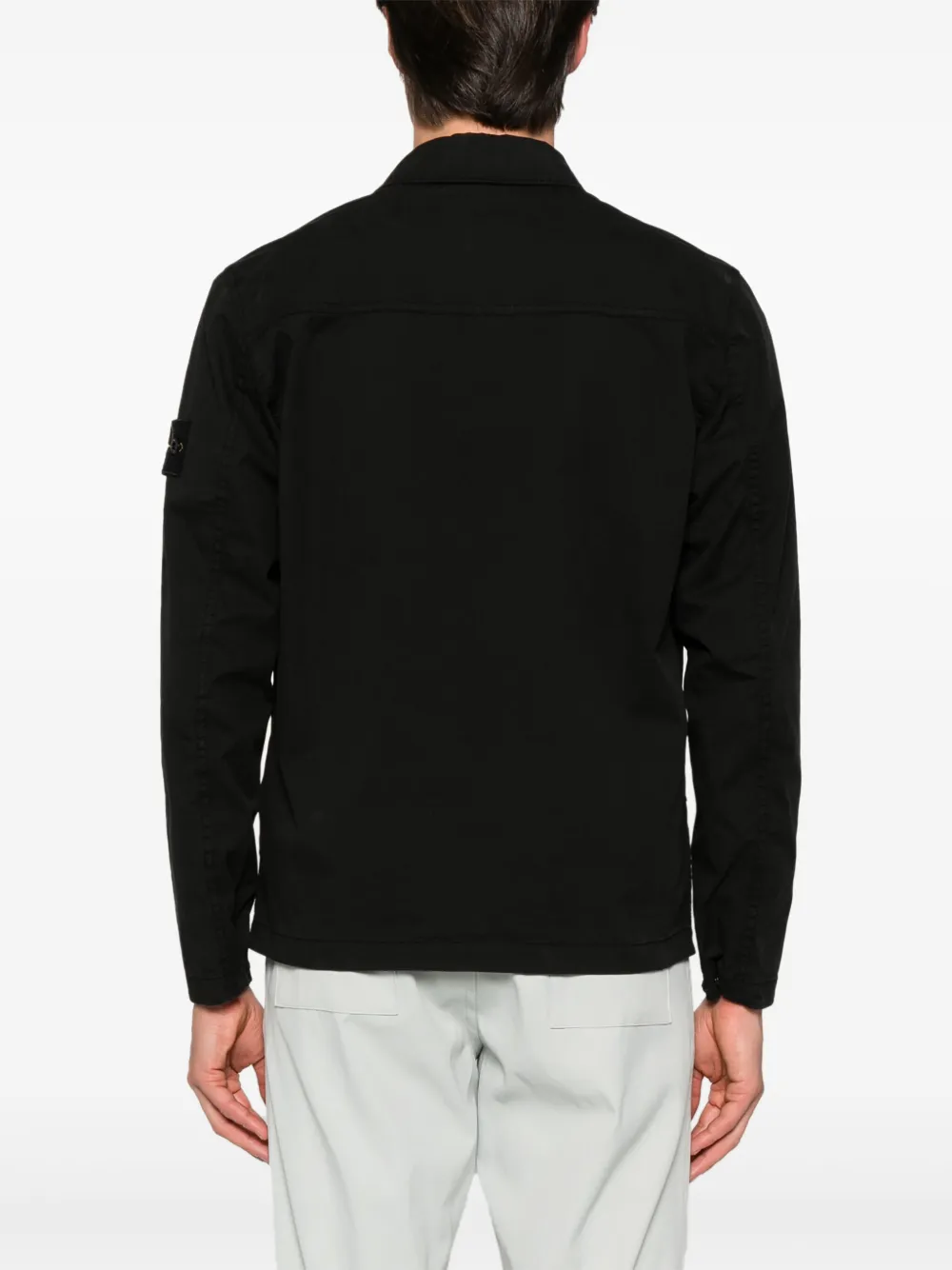 Stone Island Shirtjack met Compass-patch Zwart