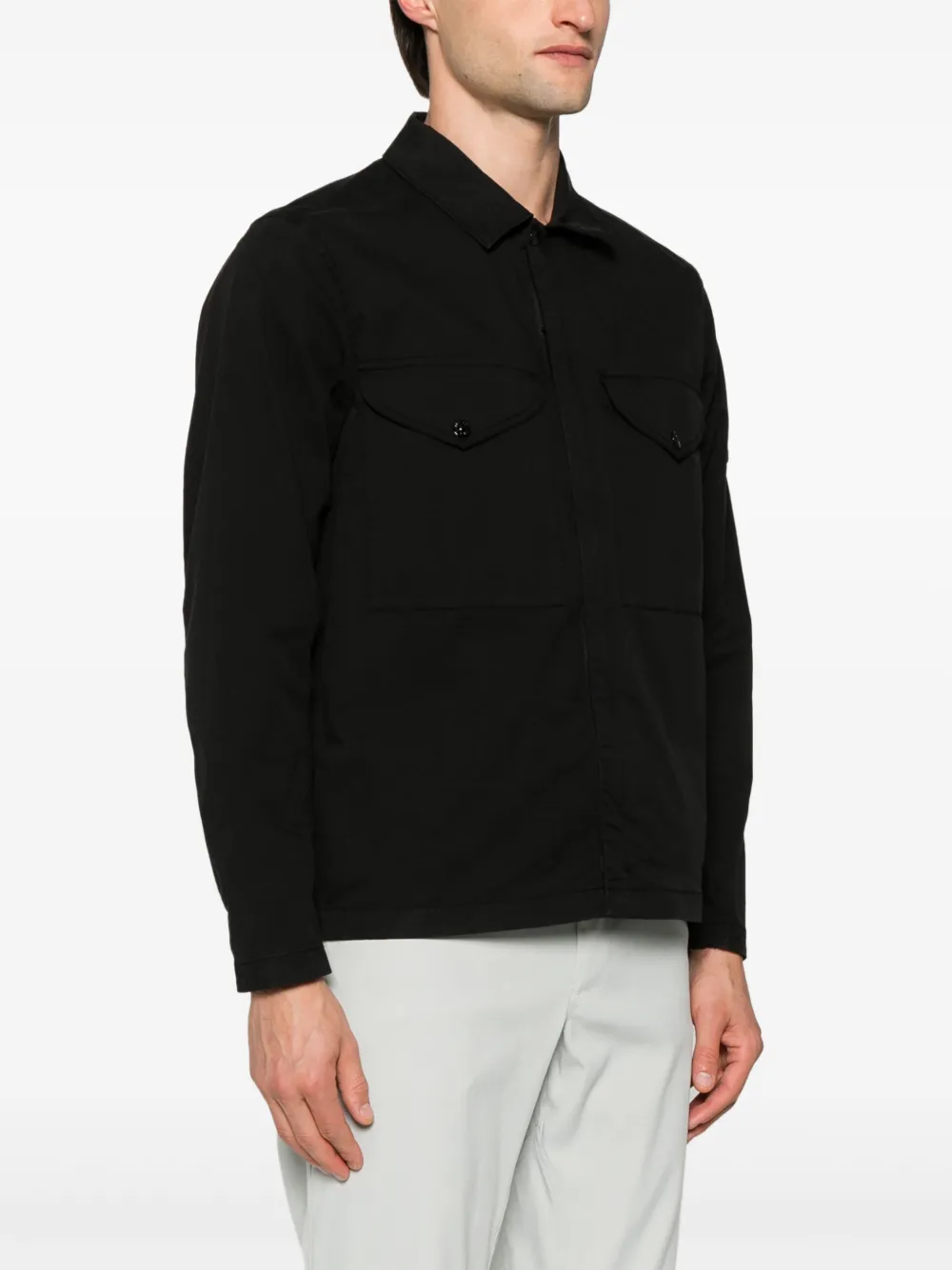 Stone Island Shirtjack met Compass-patch Zwart