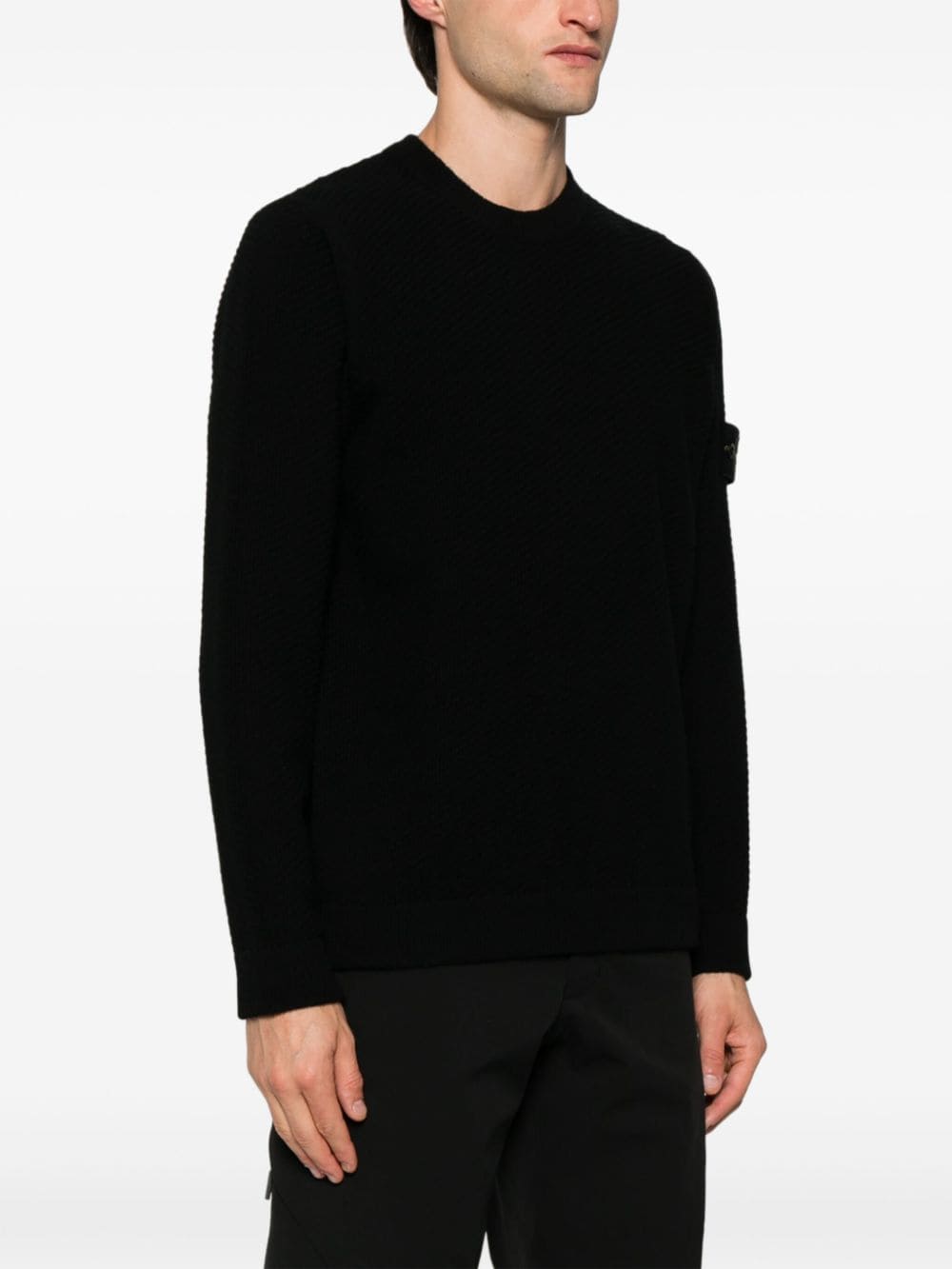 Shop Stone Island Compass-badge Wool Jumper In Black