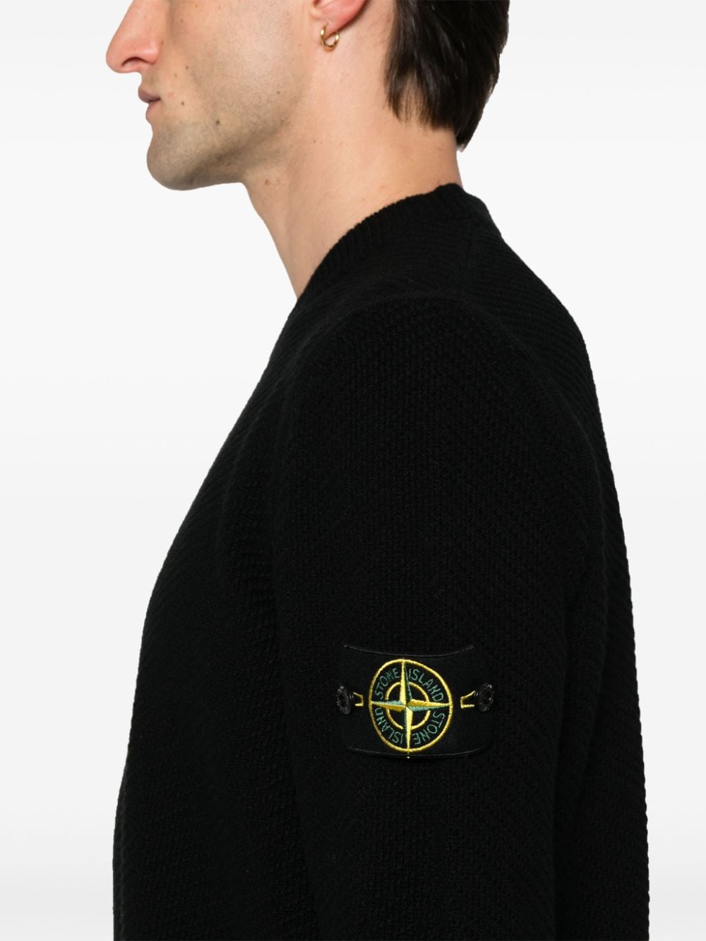 Shop Stone Island Compass-badge Wool Jumper In Black