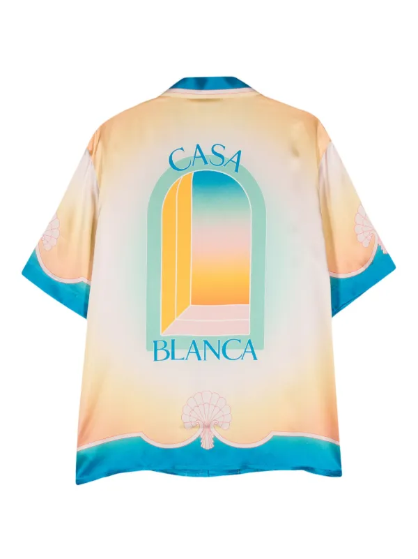 Casablanca L'Arch Colore Silk Shirt | Blue | FARFETCH JO Casablanca L'Arch Colore Silk Shirt | Blue | FARFETCH JO