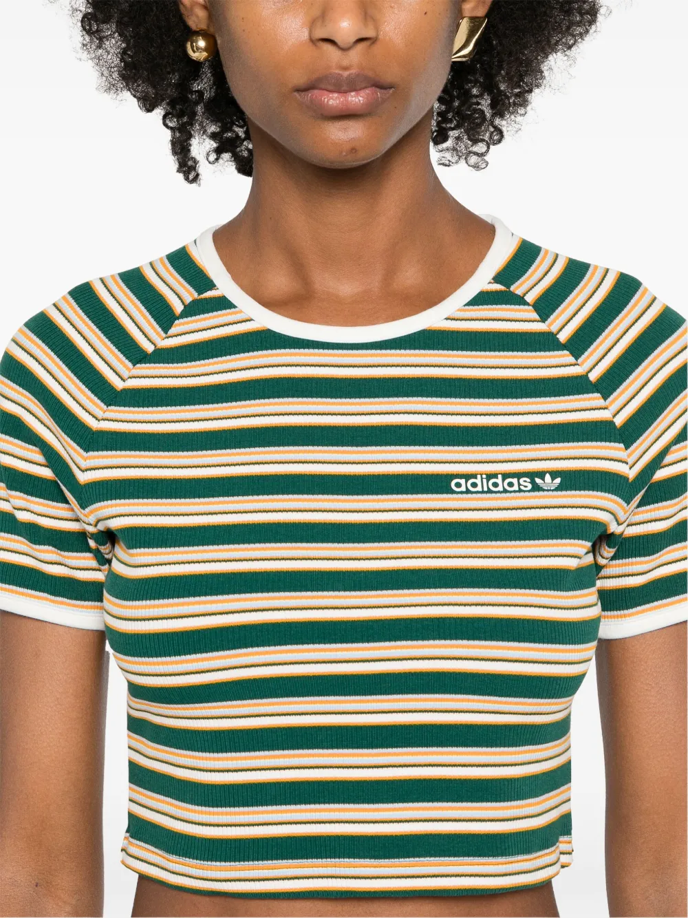 adidas Gestreepte cropped T-shirt Groen