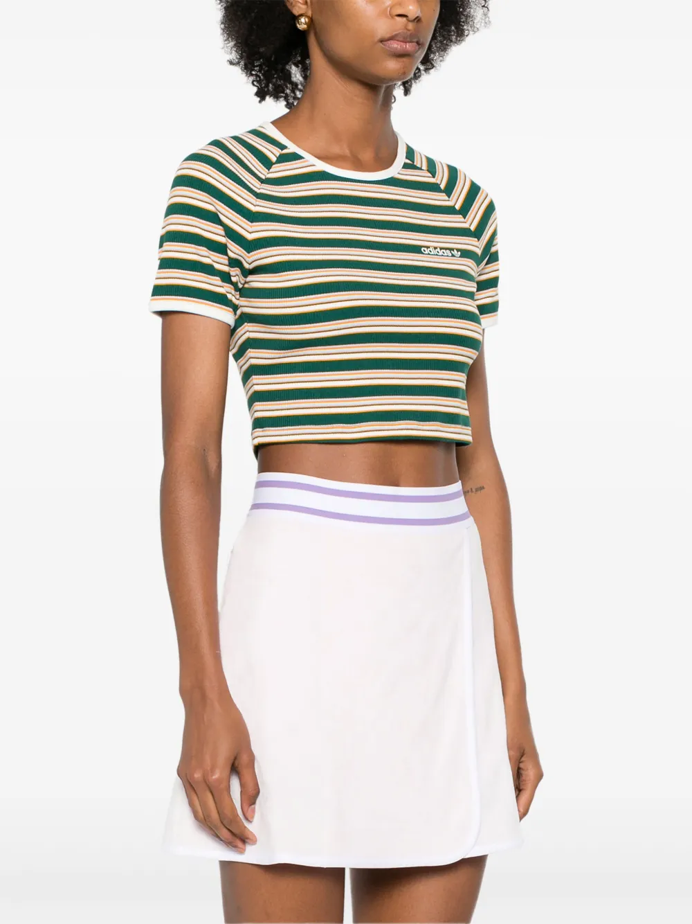 adidas Gestreepte cropped T-shirt Groen