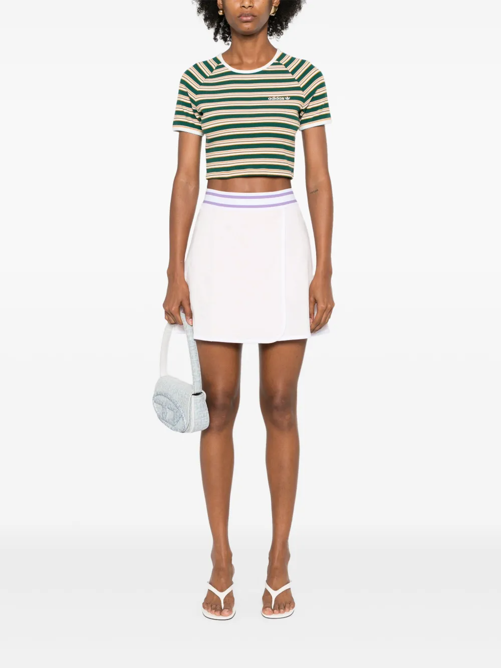adidas Gestreepte cropped T-shirt Groen