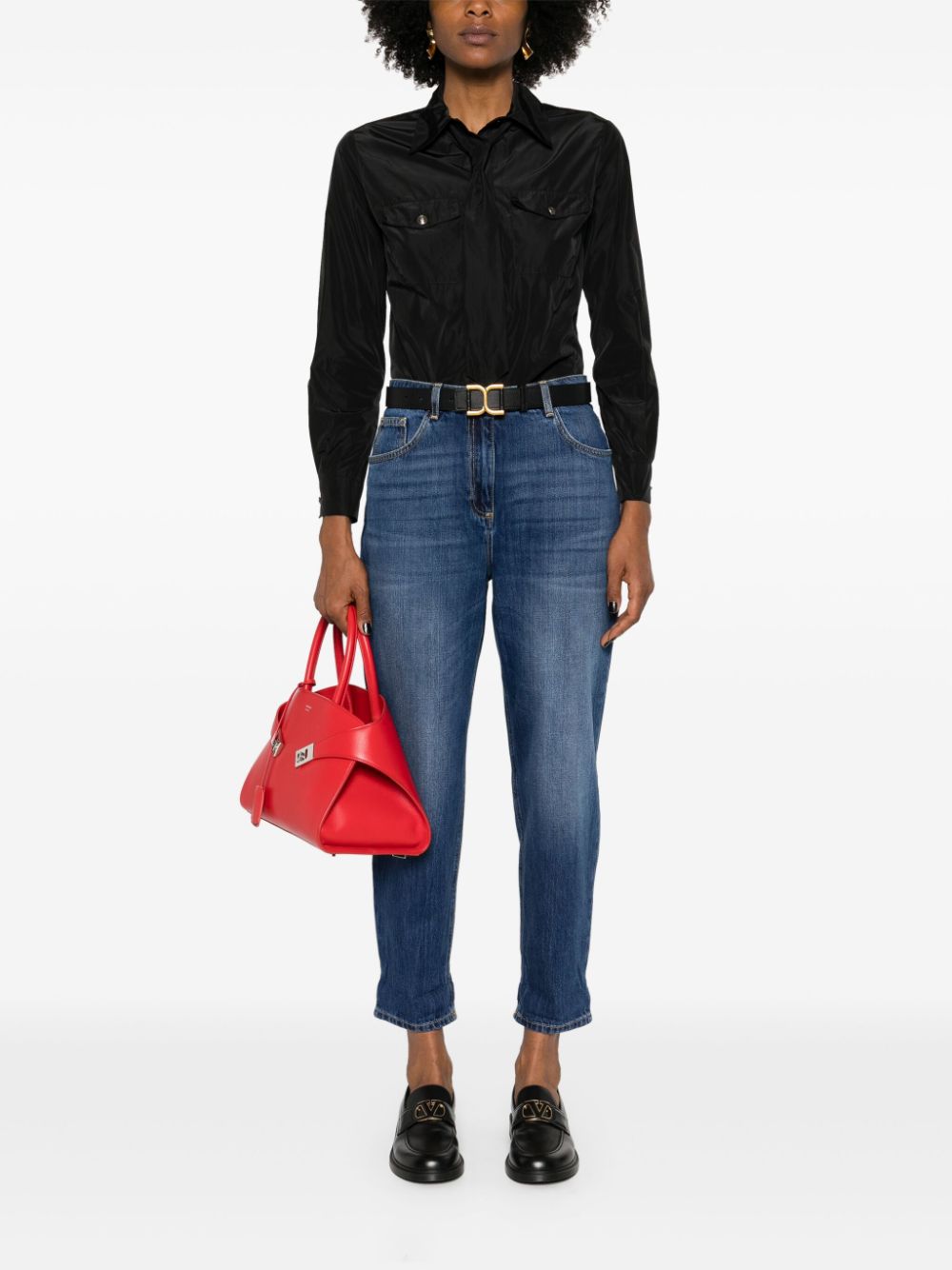 Elisabetta Franchi Blouse met afneembare strik - Zwart