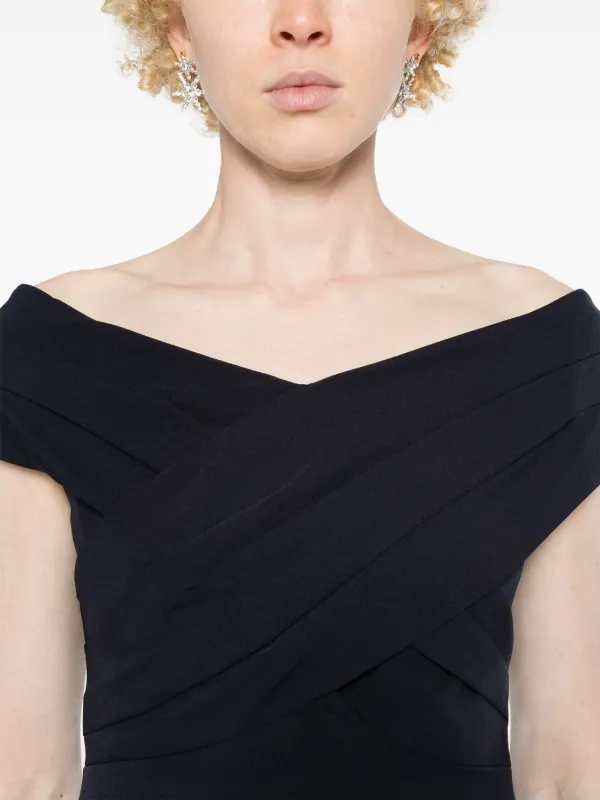 Lauren Ralph Lauren off shoulder Crepe Gown Blue FARFETCH AO