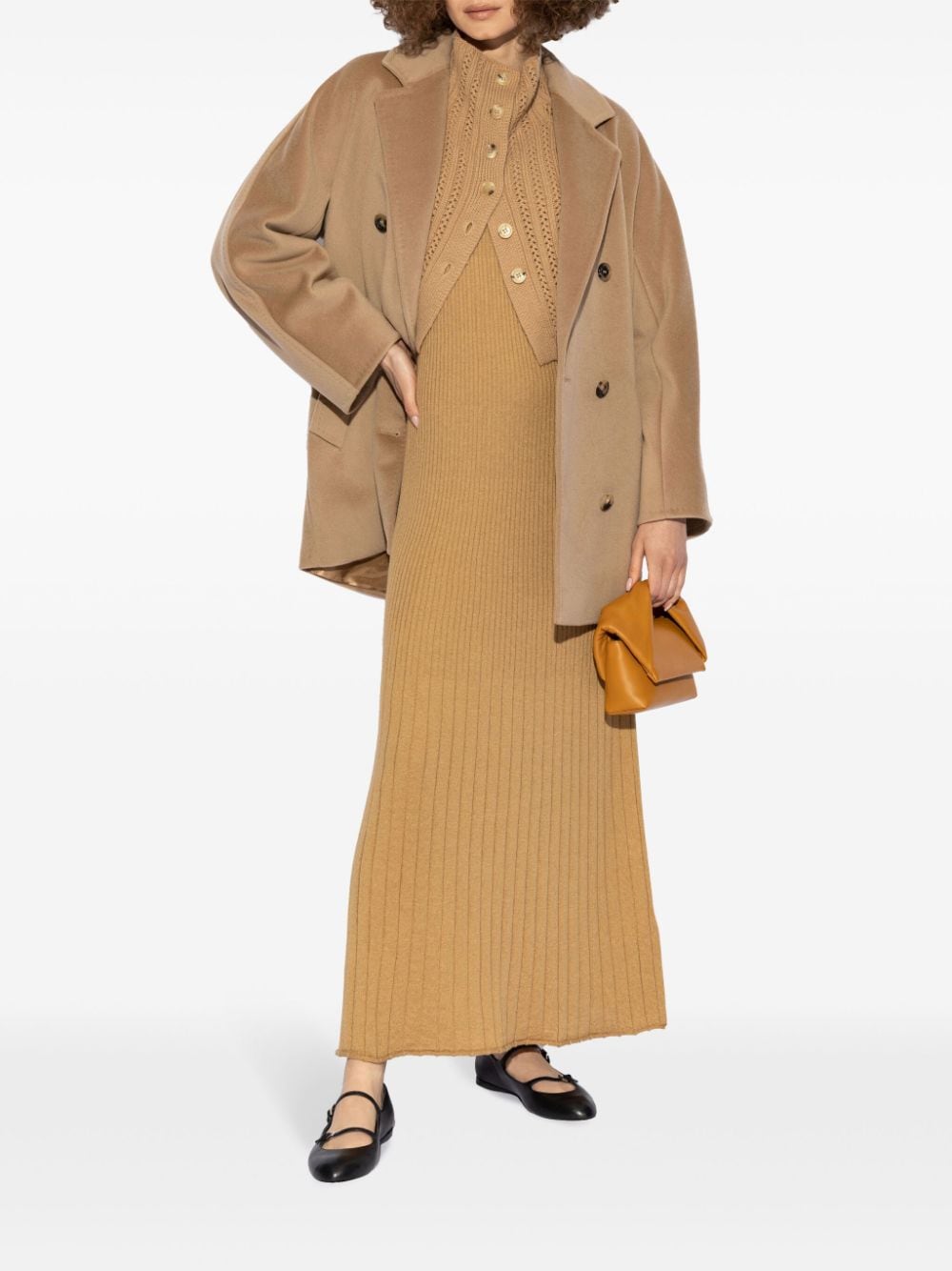 Shop Max Mara Rebus Double Breasted Coat In Brown