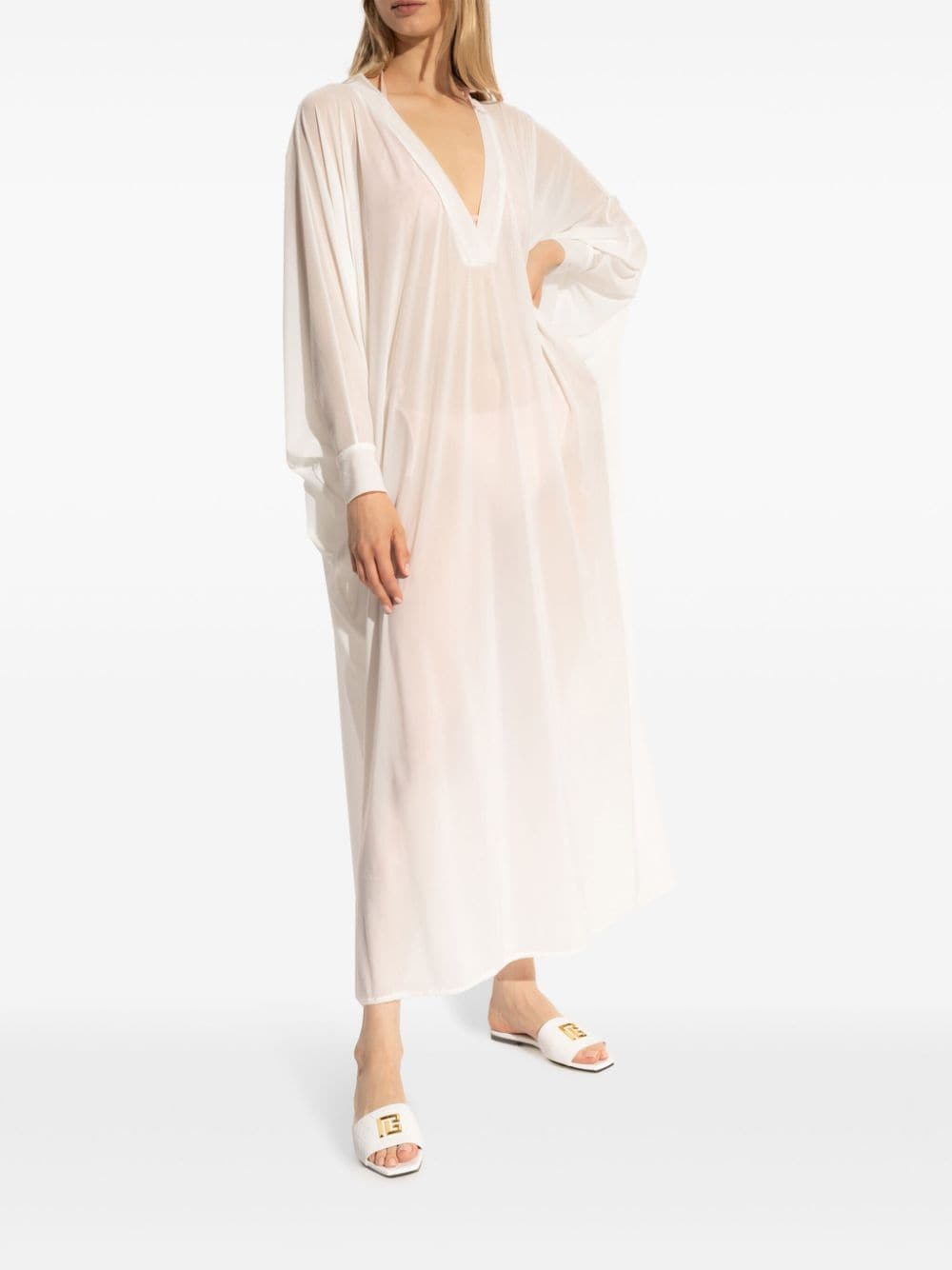 Balmain semi-sheer beach dress - Wit