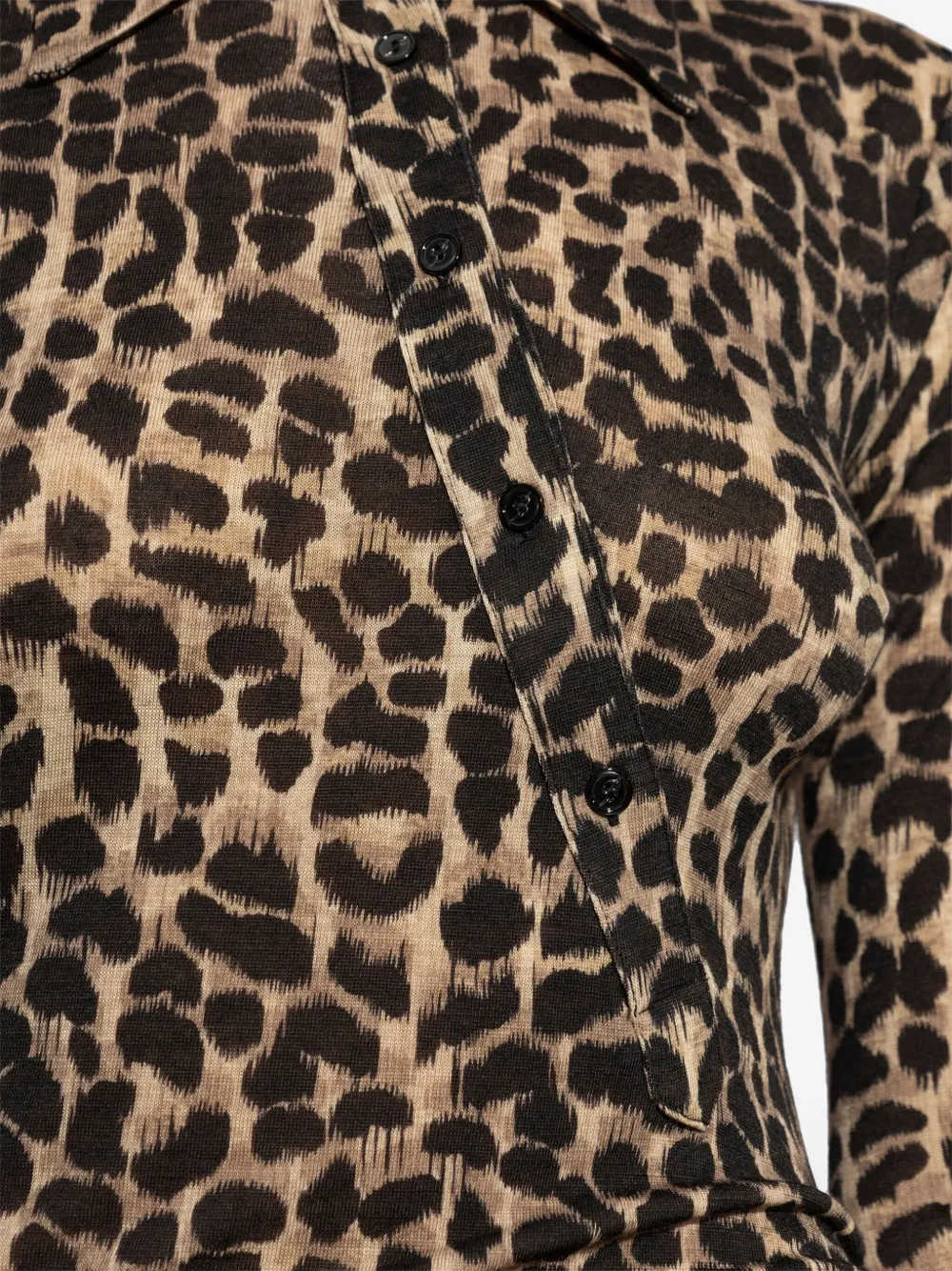 Blumarine Wollen jurk met luipaardprint Bruin