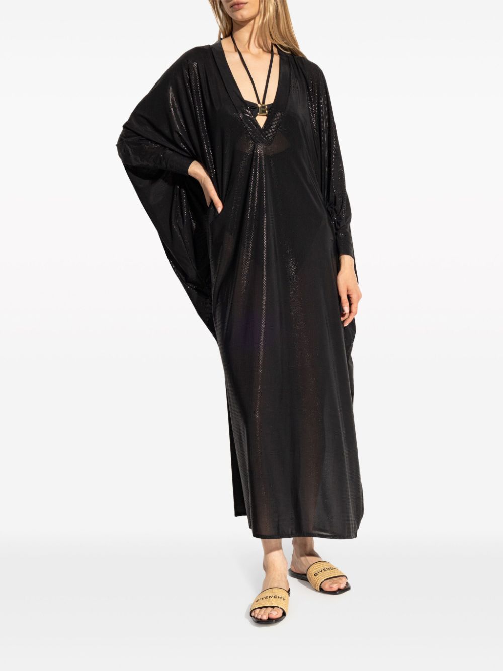 Shop Balmain Metallic-effect Beach Dress In Schwarz