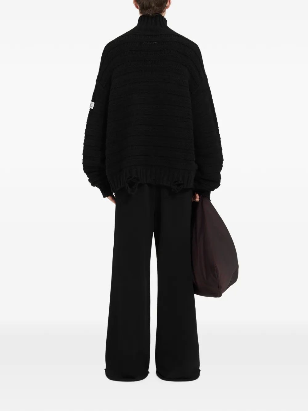 MM6 Maison Margiela Wool Turtleneck in Black, view 4