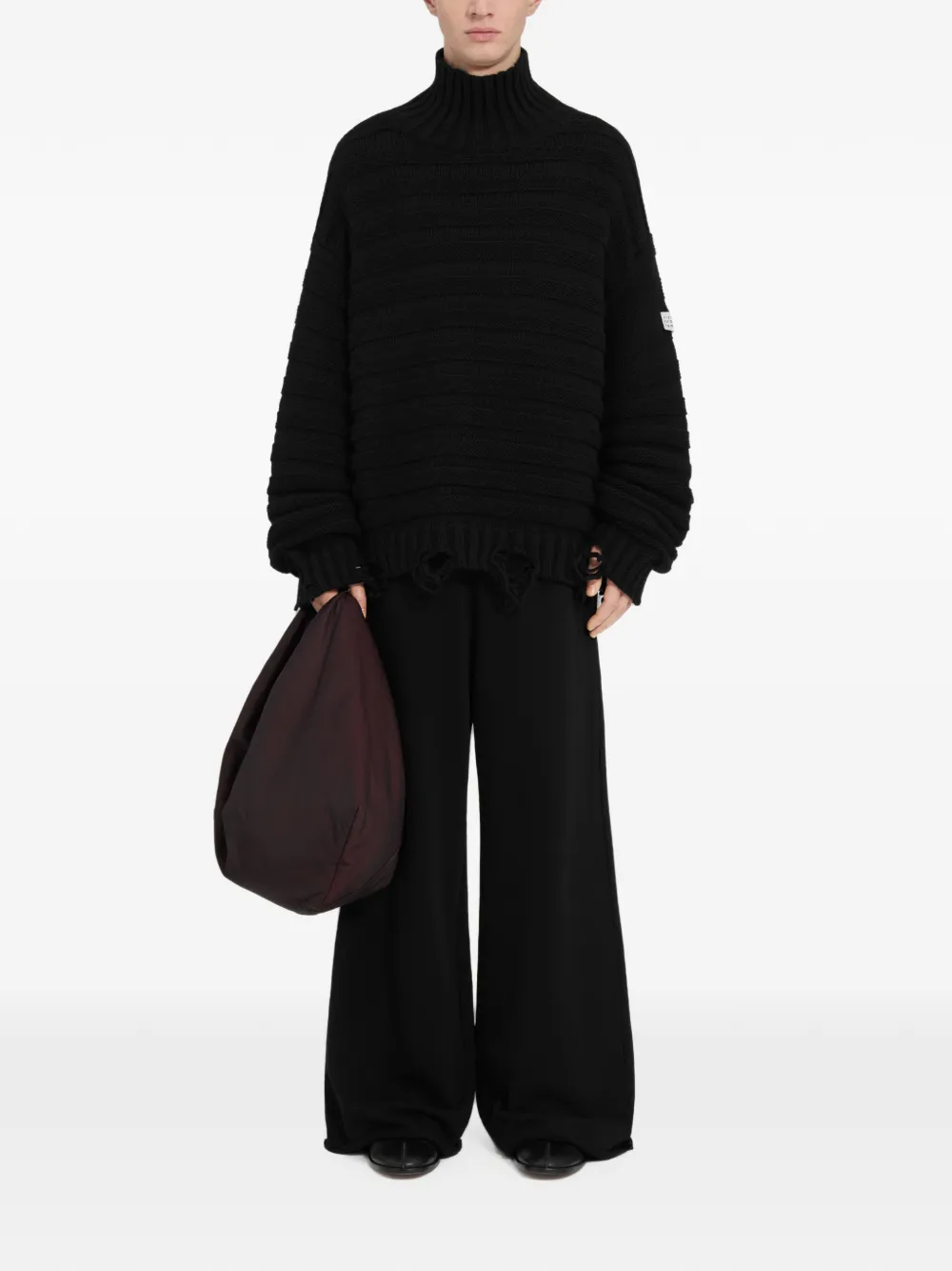 MM6 Maison Margiela Wool Turtleneck in Black, view 2