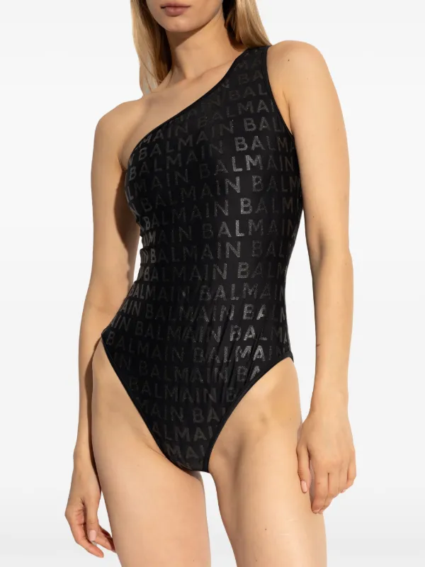 Balmain logo-print one-shoulder Swimsuit | Black | FARFETCH Balmain logo-print one-shoulder Swimsuit | Black | FARFETCH