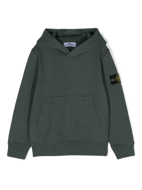 Stone Island Junior Compass-badge cotton hoodie