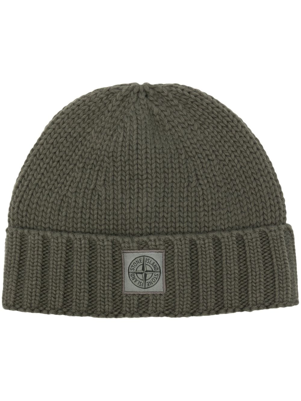 Stone Island Compass-patch Wool Beanie In Green
