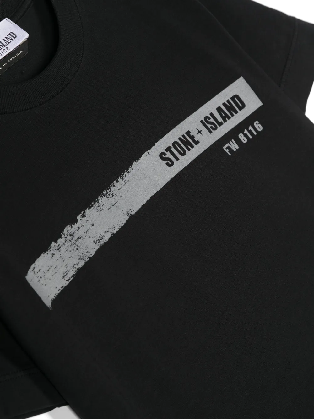 Stone Island Junior Katoenen T-shirt met logoprint Zwart