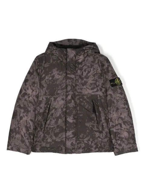 Stone Island Junior Compass-badge hooded down jacket