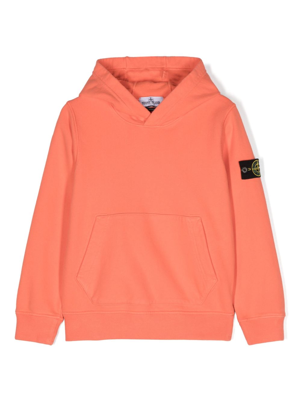 Shop Stone Island Junior Compass-badge Cotton Hoodie In Orange