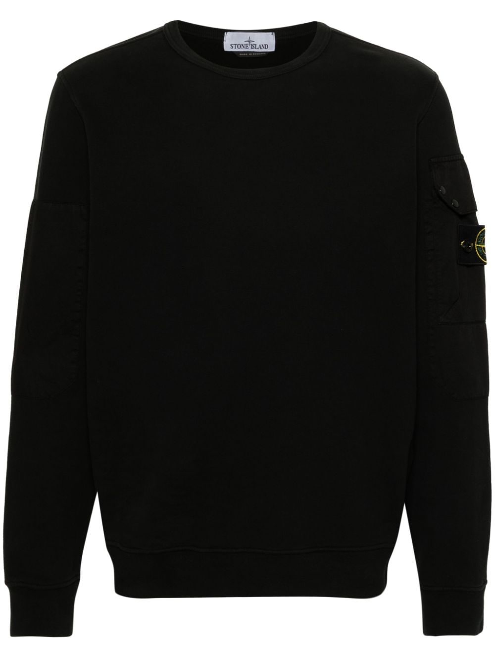 Shop Stone Island Compass-badge Cotton Sweatshirt In Black