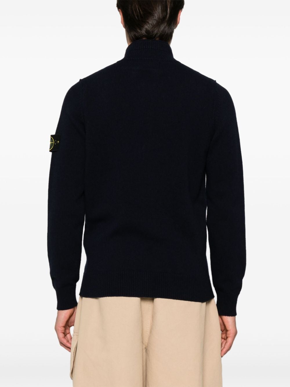 Shop Stone Island Compass-badge Wool Blend Jumper In Blue