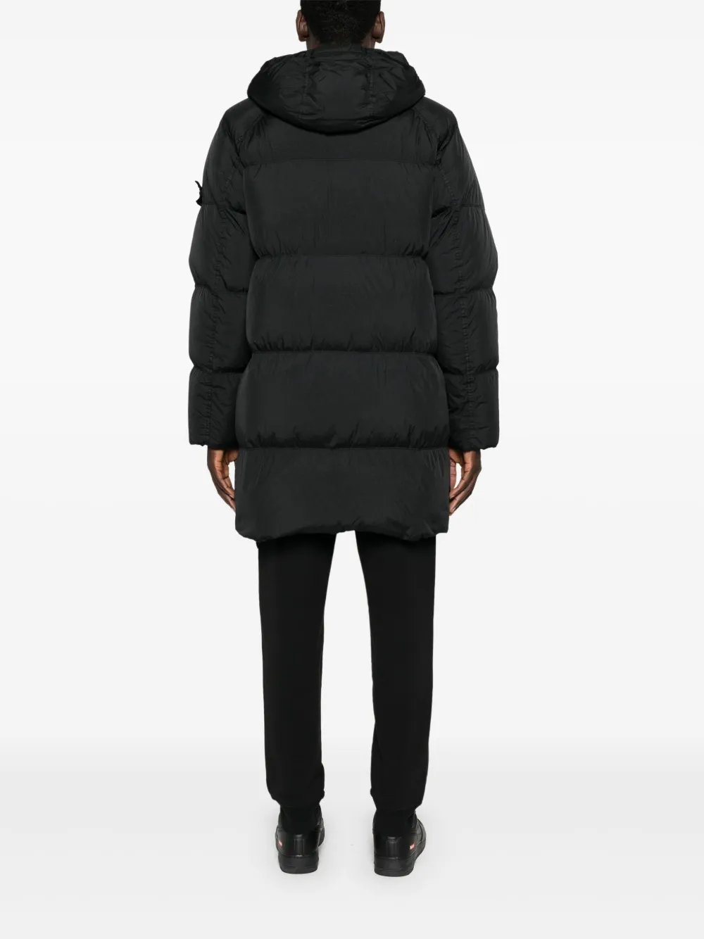 Stone Island Gewatteerde jas met capuchon en Compass-logopatch Zwart