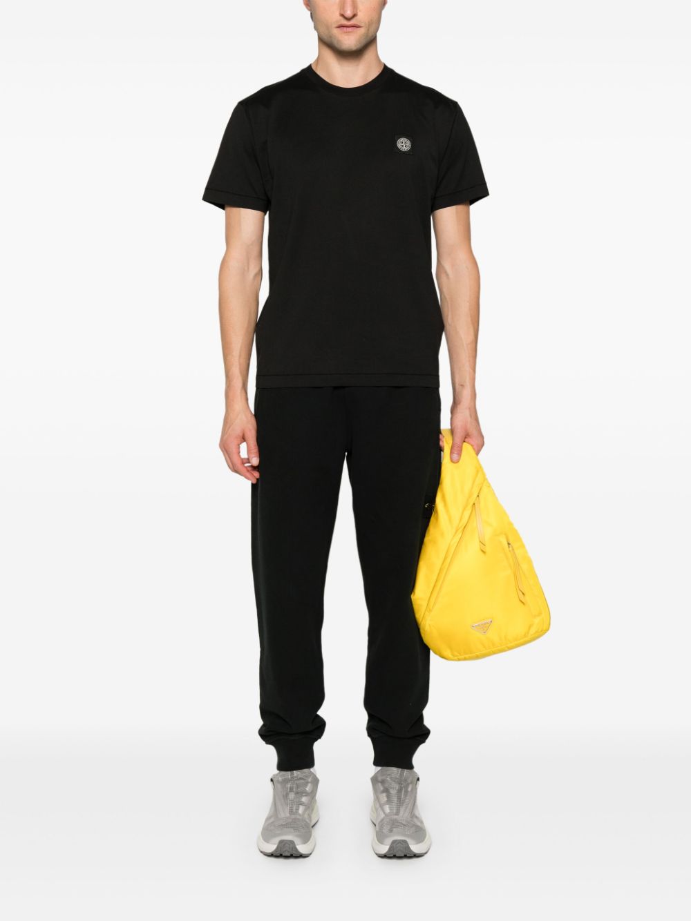 Shop Stone Island Compass-patch Cotton T-shirt In Black