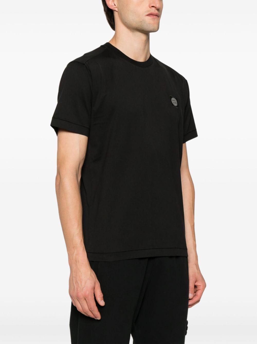 Shop Stone Island Compass-patch Cotton T-shirt In Black