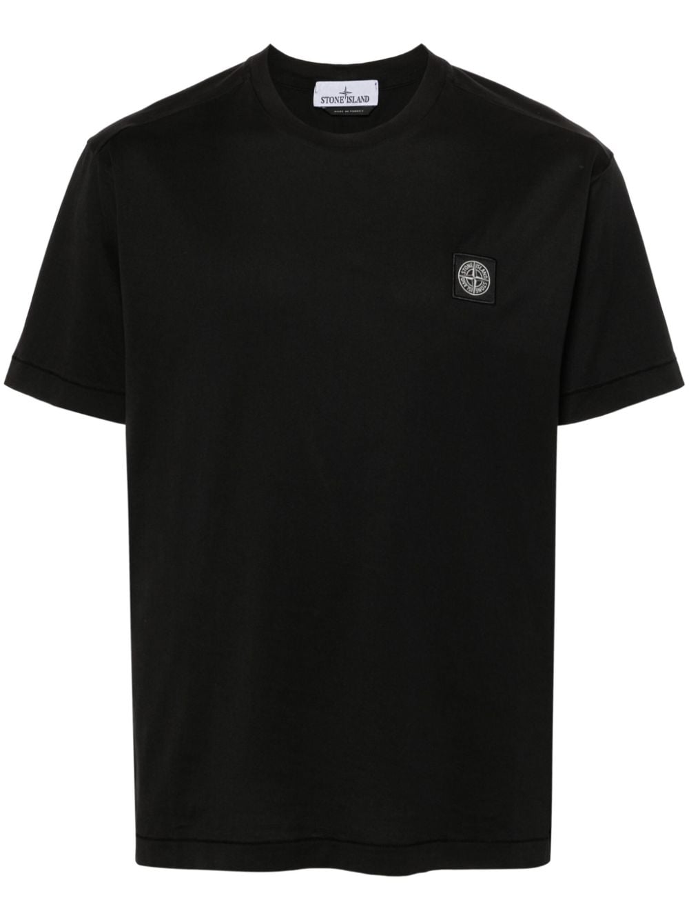 Shop Stone Island Compass-patch Cotton T-shirt In Black