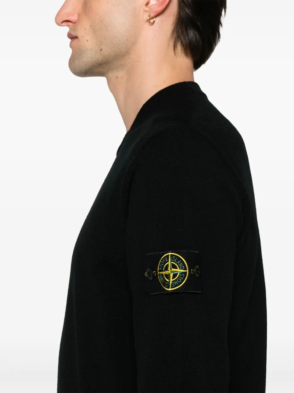 Stone Island Trui van wolblend met Compass-logopatch Zwart
