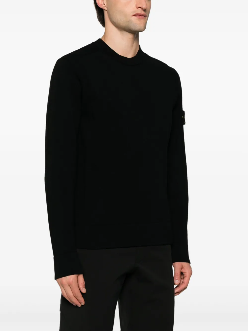 Stone Island Trui van wolblend met Compass-logopatch Zwart