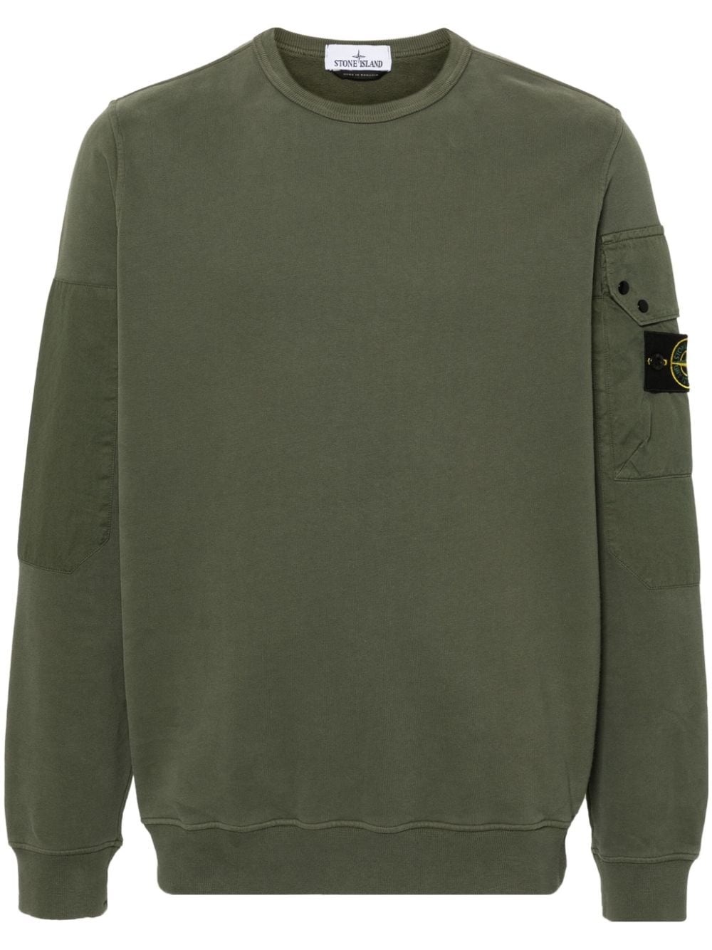 Shop Stone Island Compass-badge Cotton Sweatshirt In Green