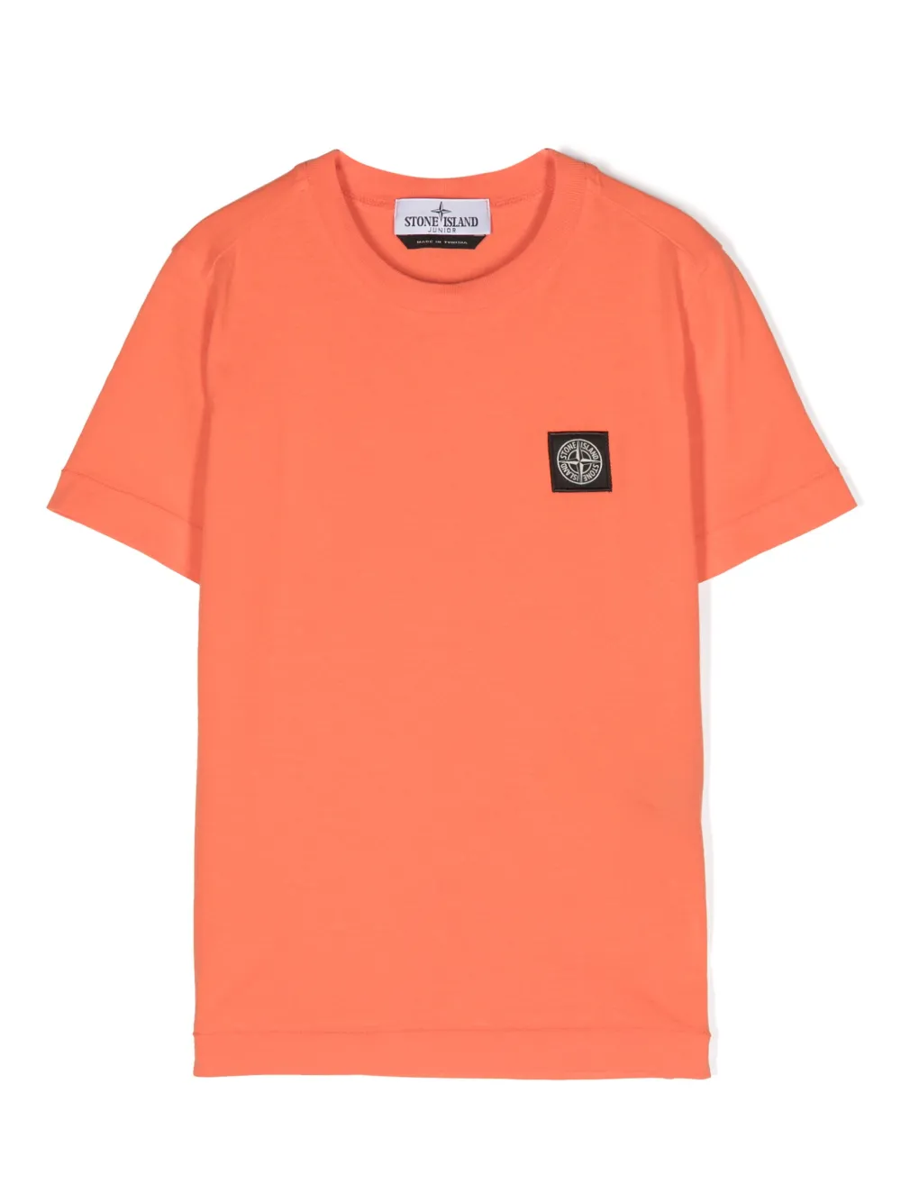 Stone Island Junior Compass applique Cotton T shirt Orange FARFETCH