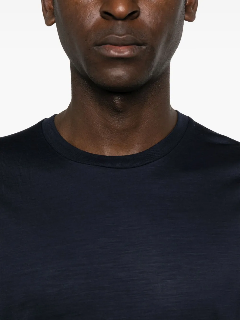 Herno Wollen T-shirt met logoplakkaat Blauw