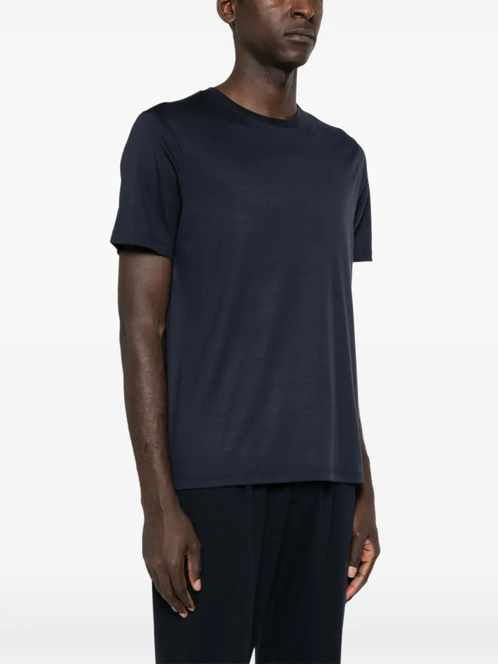 Herno Wollen T-shirt met logoplakkaat Blauw