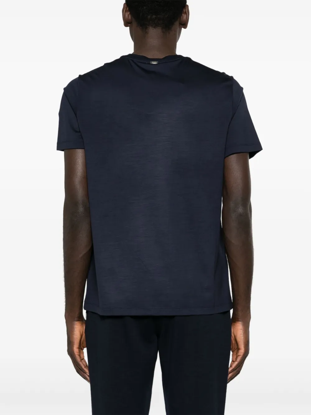 Herno Wollen T-shirt met logoplakkaat Blauw