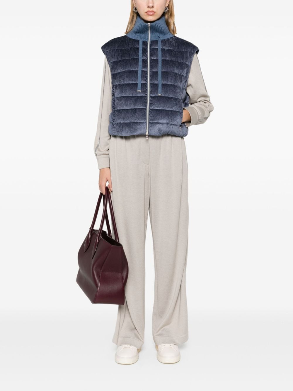 Shop Herno Resort Quilted Velvet Gilet In Blue