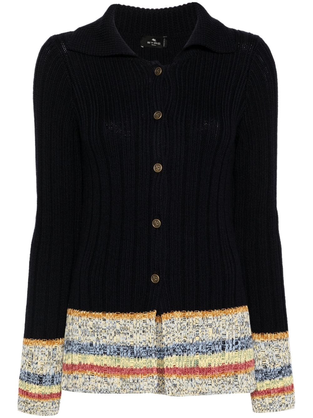 Shop Etro Marl-knit Cardigan In Blue