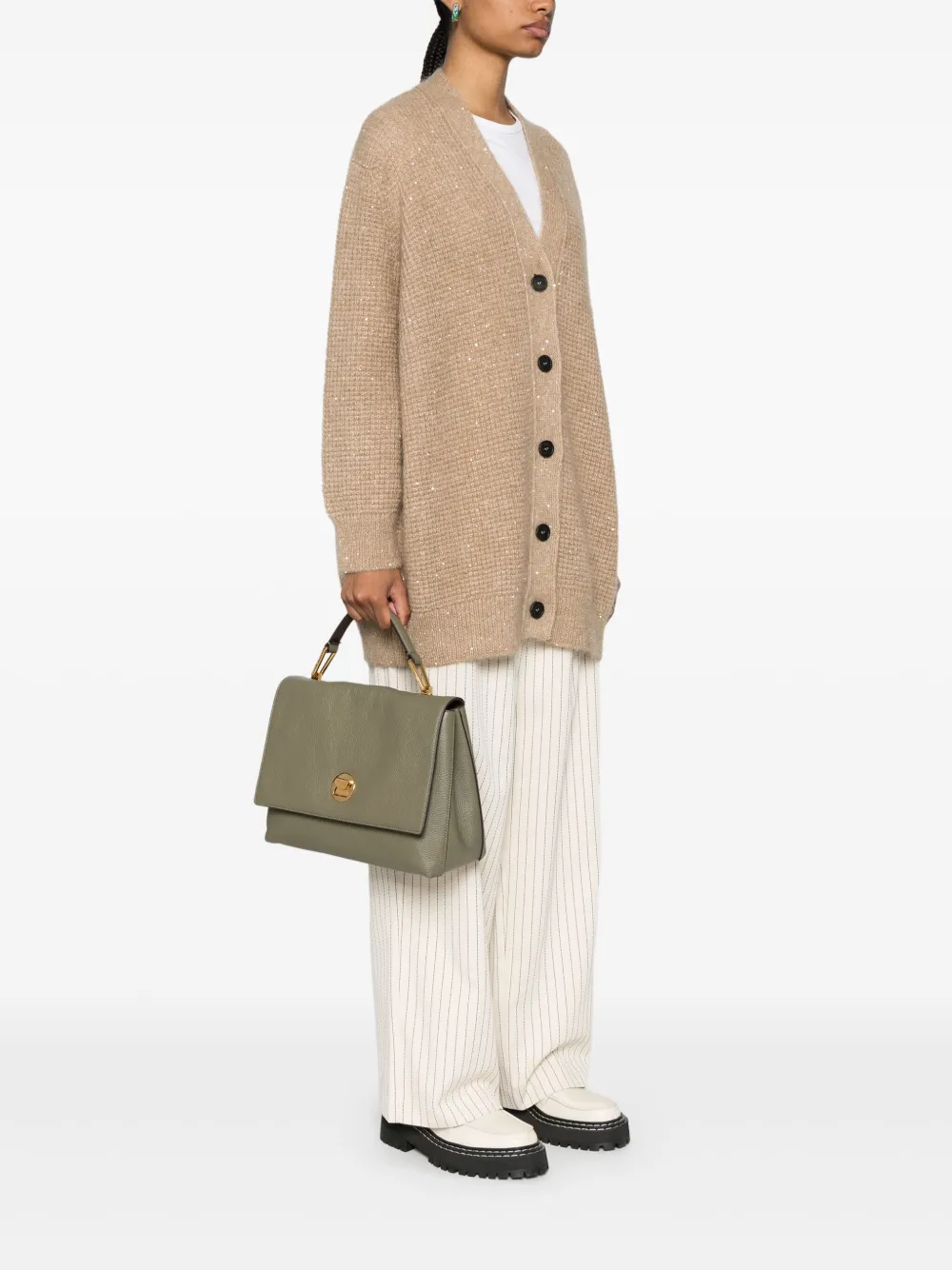 Coccinelle Liya medium leren shopper - Groen