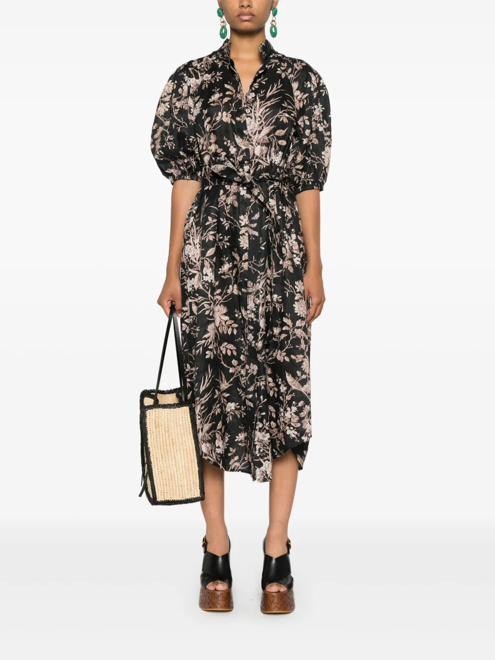 ZIMMERMANN Mockingbird midi-jurk met ceintuur - Zwart